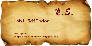 Mohl Sándor névjegykártya